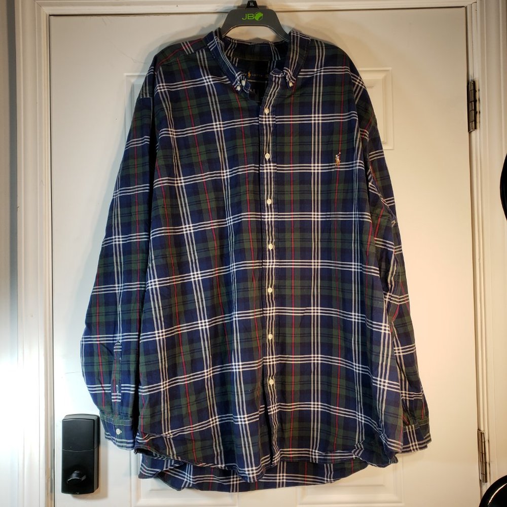 RALPH LAUREN 4XLT MULTICOIOR LONGSLEEVE BUTTONUP MEN SHIRT 100% COTTON